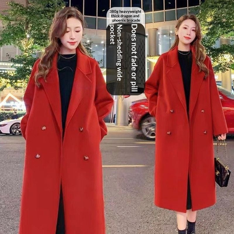 Women's Solid Color Casual Versatile Mid-length Wool Coat
