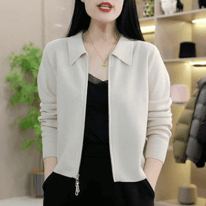 Womens Loose-fitting Short Versatile Zip-up Jacket