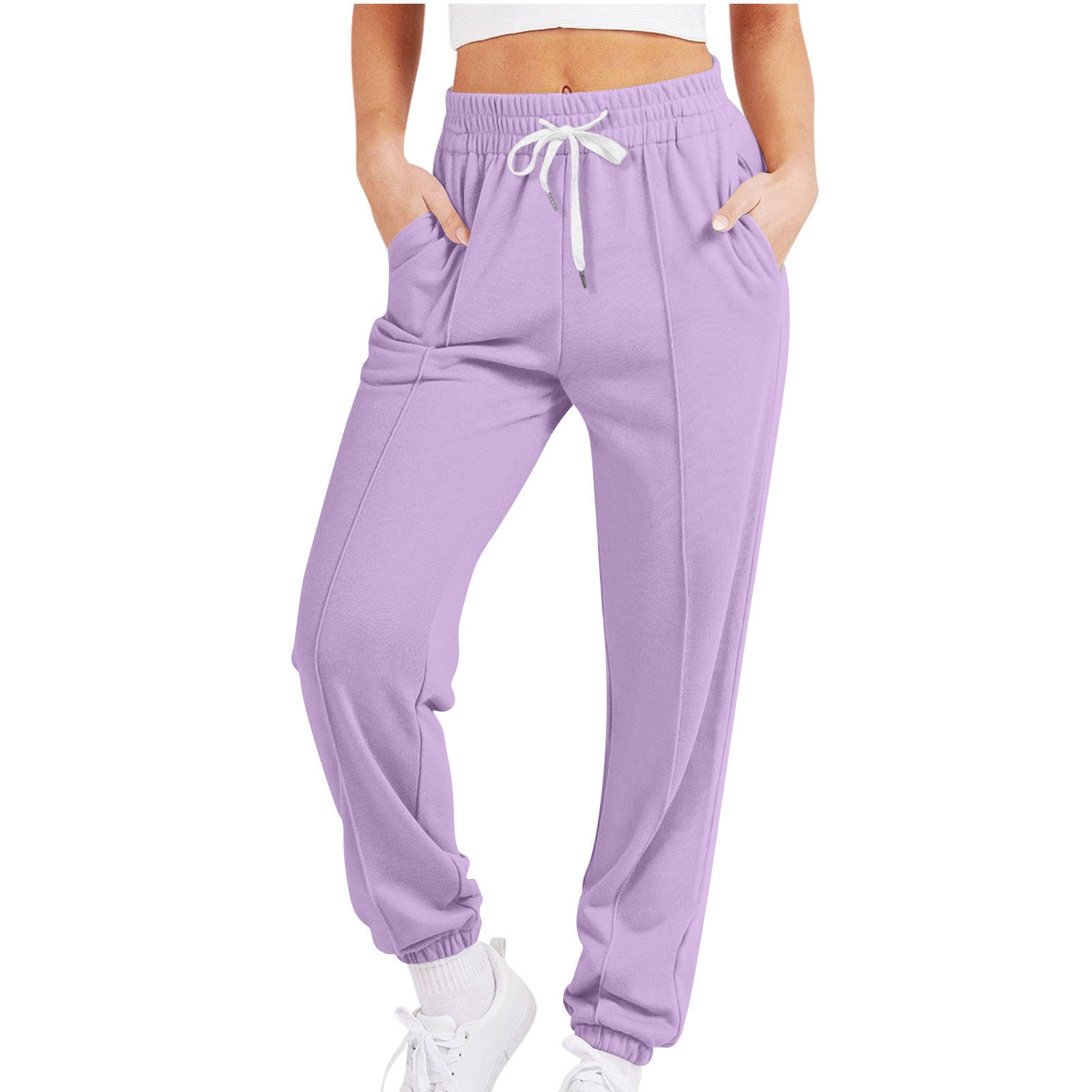 Women's Casual Drawstring Solid Color Sports Jogger Pants