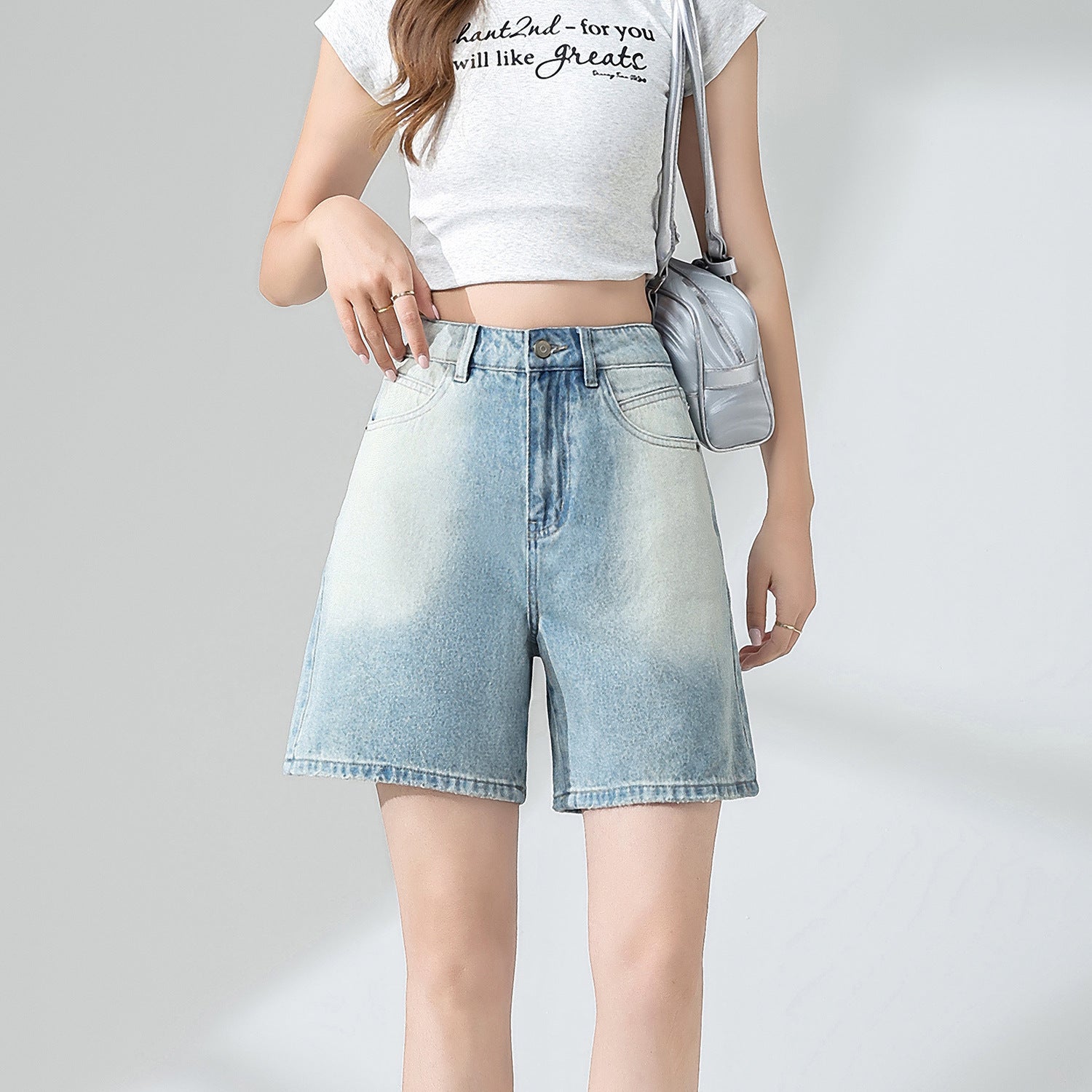 Women's High Waist Loose Retro Blue Shorts Denim Shorts