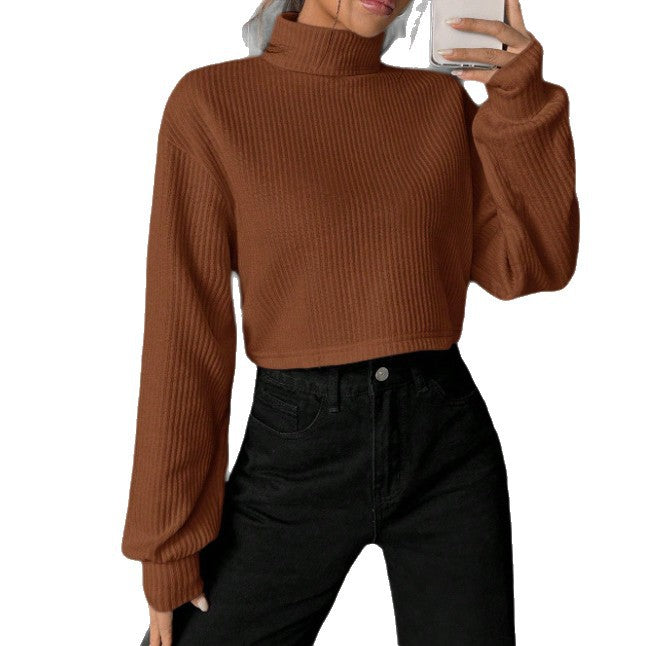 Stylish Casual Long-sleeve Solid-color Stand-up Collar
