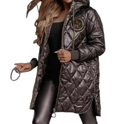 Loose-fitting Long-sleeve Zip-up Cotton Jacket