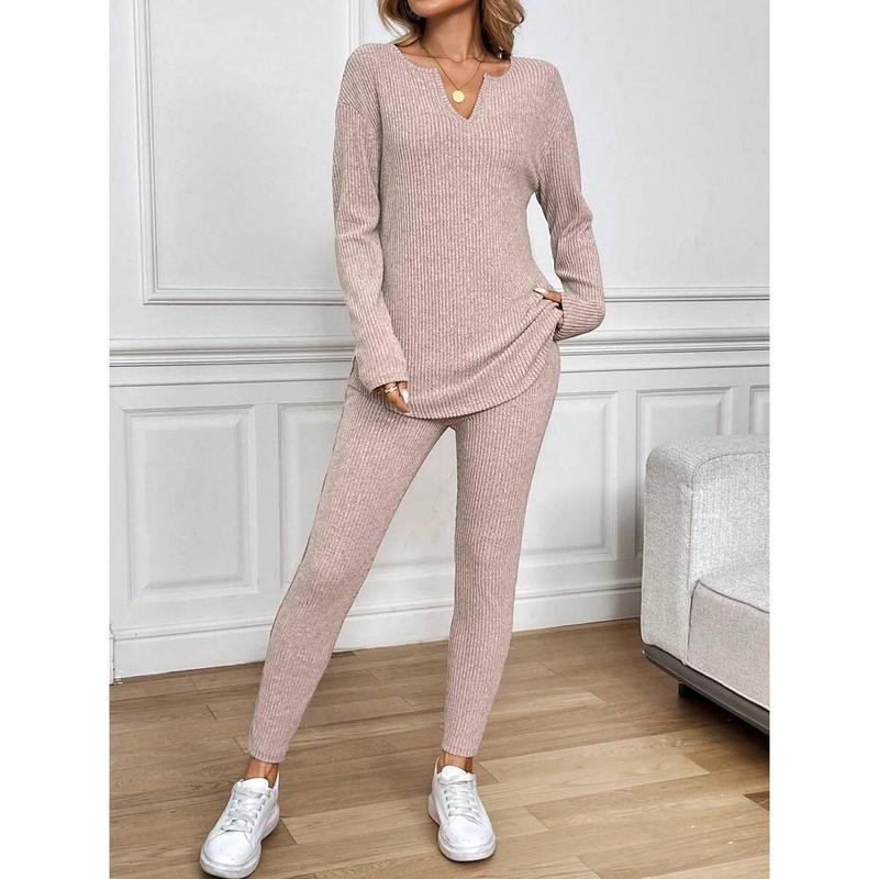 Women's Solid Color Casual Thermal Underwear Set
