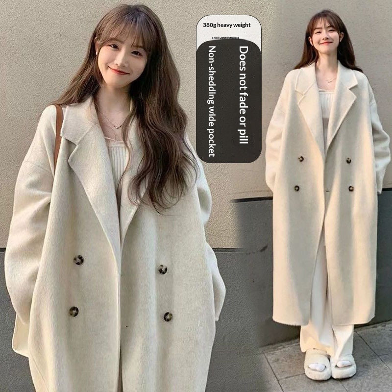 Women's Solid Color Casual Versatile Mid-length Wool Coat