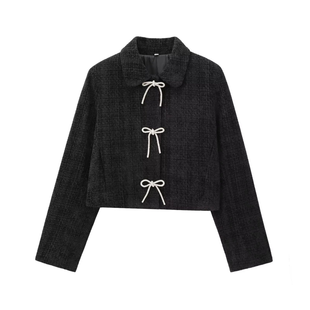 Graceful And Fashionable Round Neck Single-breasted Solid Color Coat