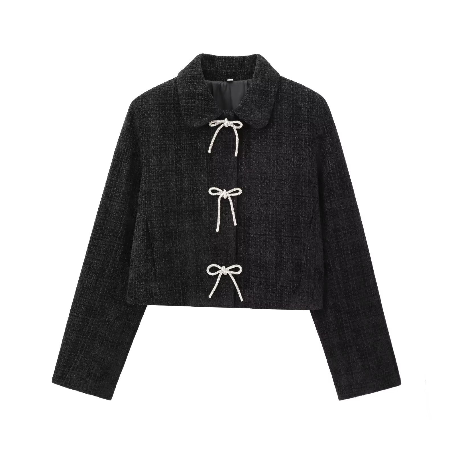 Graceful And Fashionable Round Neck Single-breasted Solid Color Coat