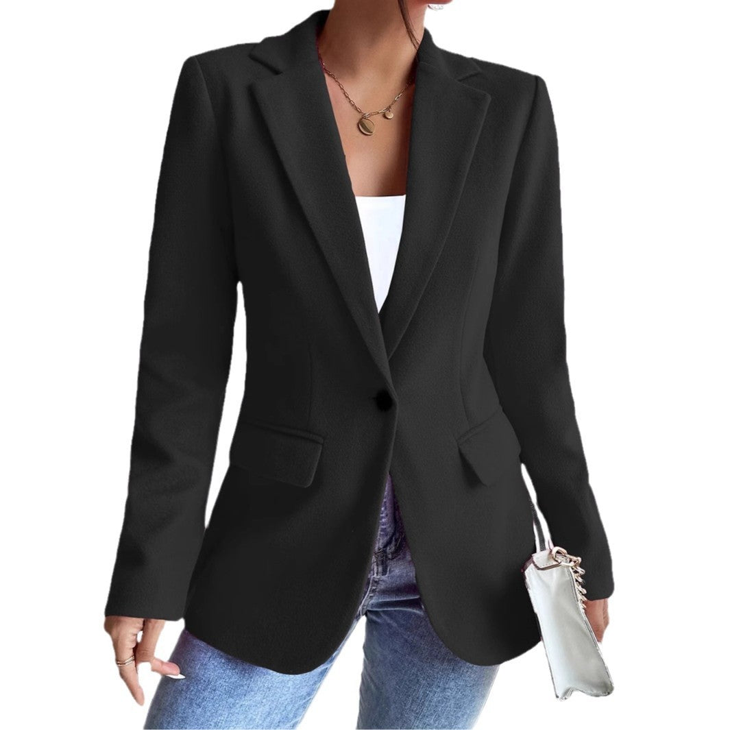 Tailored Wool Suit Jacket For Elegant Women's Commute
