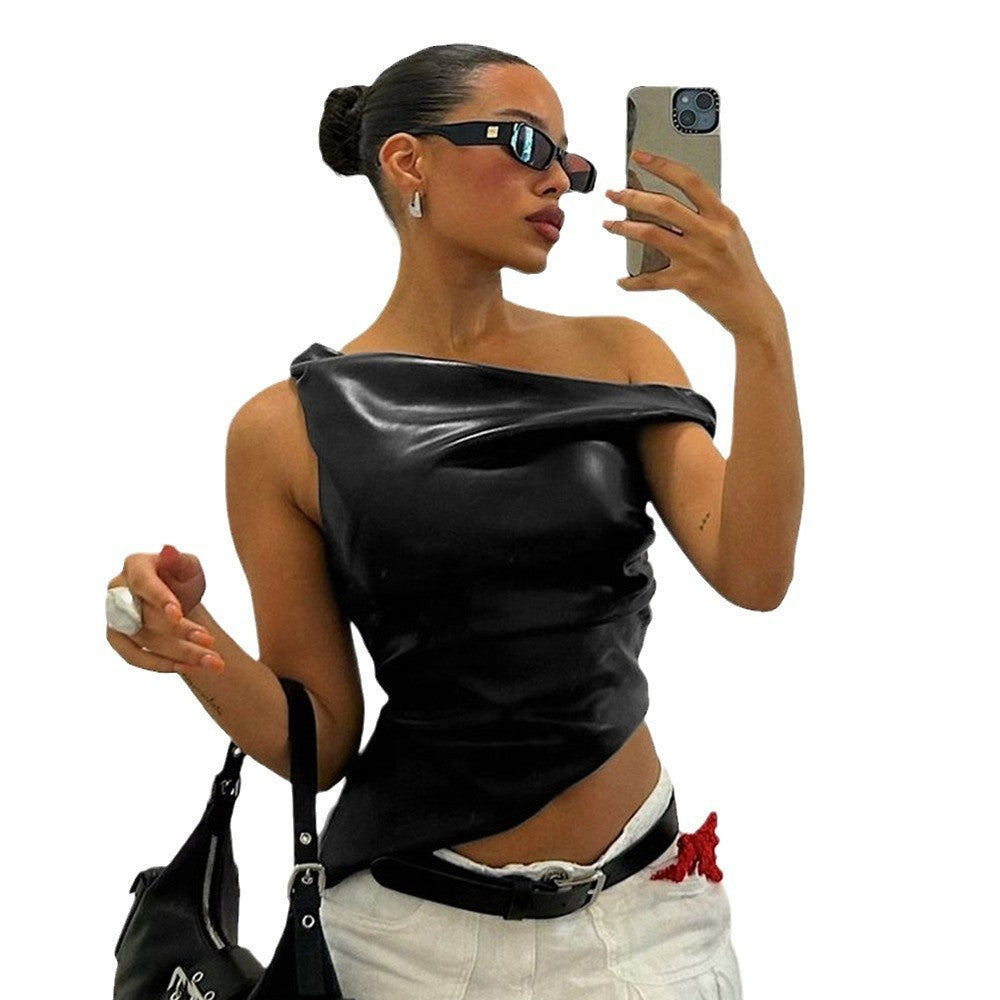 Ladies' Fashion Asymmetric Shoulder Sleeveless Vest