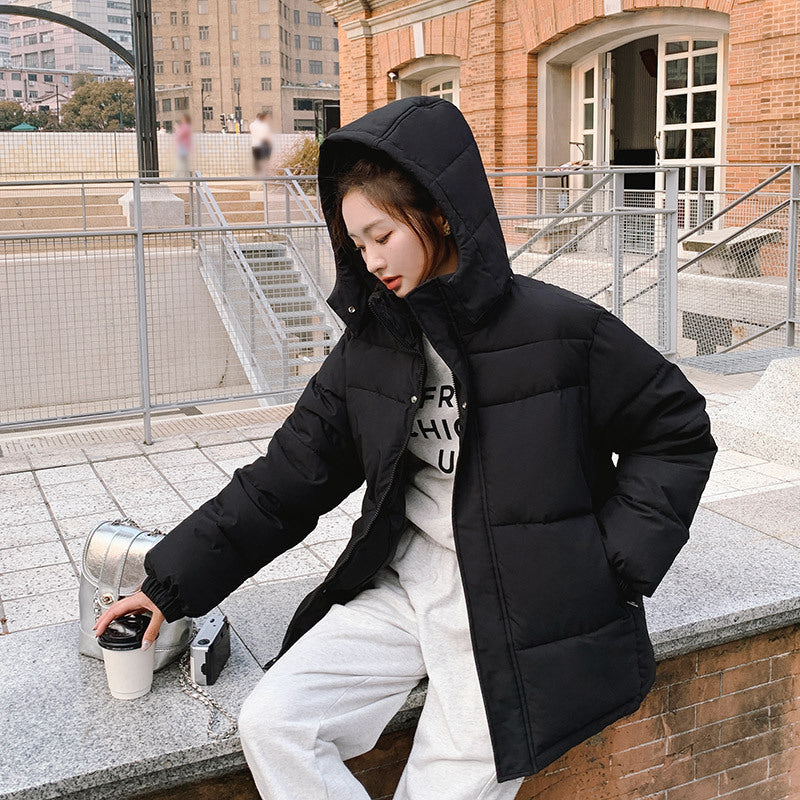 Short Hood Women's Thickened Korean Style Loose Small Down Coat