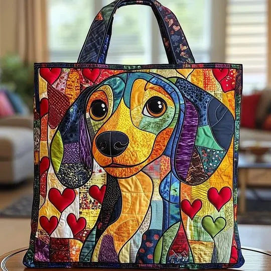 300g Canvas Dog-Printed Tote And Shoulder Bag