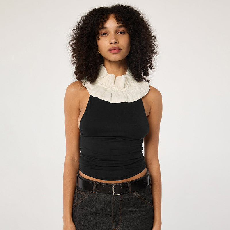 European And American Halter Sleeveless Backless Sexy Slim Top For Women