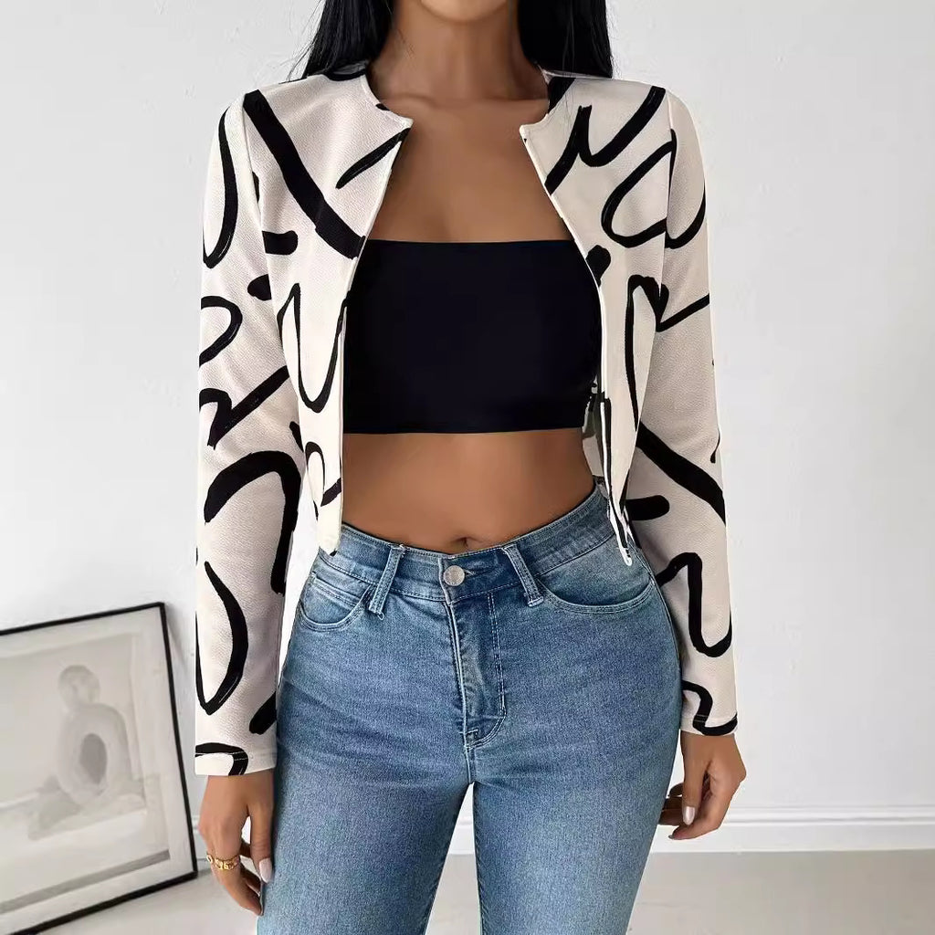 Womens Stylish Casual Printed Jacket Top