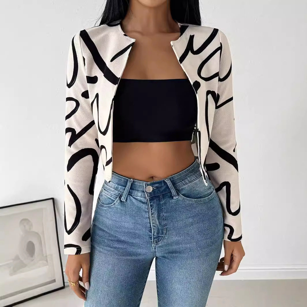 Womens Stylish Casual Printed Jacket Top