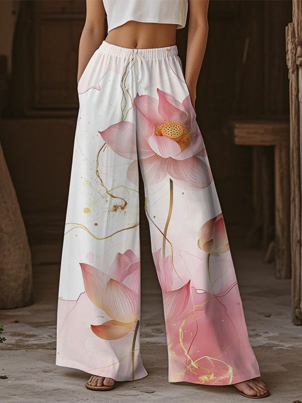 Casual Wide-leg Athletic Pants For Street Style In Europe And The US