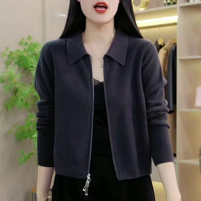 Womens Loose-fitting Short Versatile Zip-up Jacket