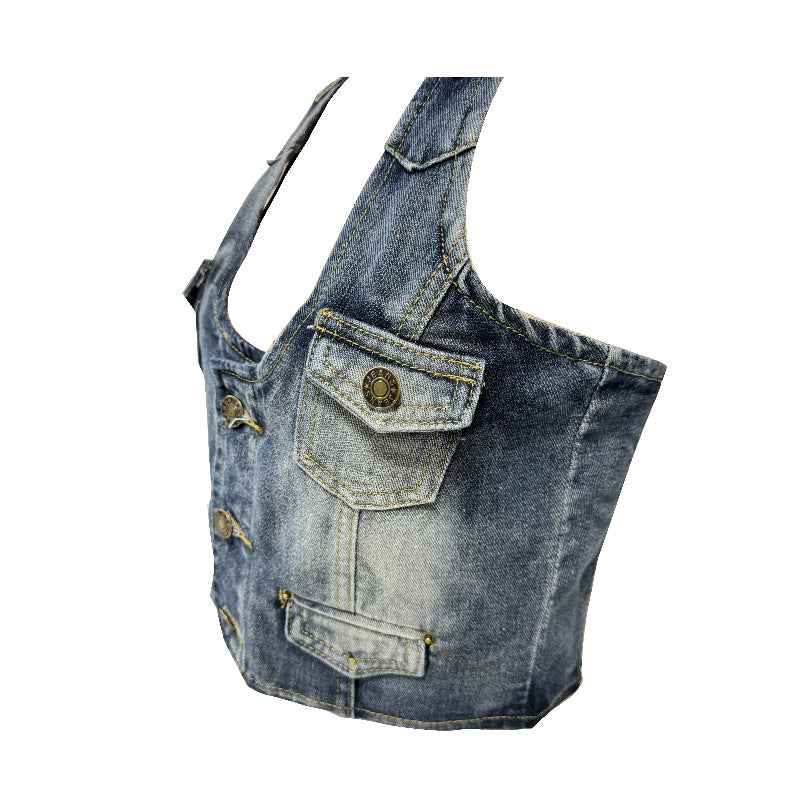 Fashion Retro Casual Denim Vest For Women