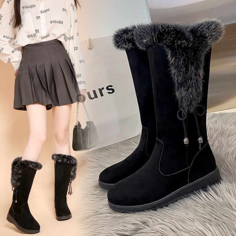 Winter Chunky-Soled Flat-Heeled Furry Snow Boots