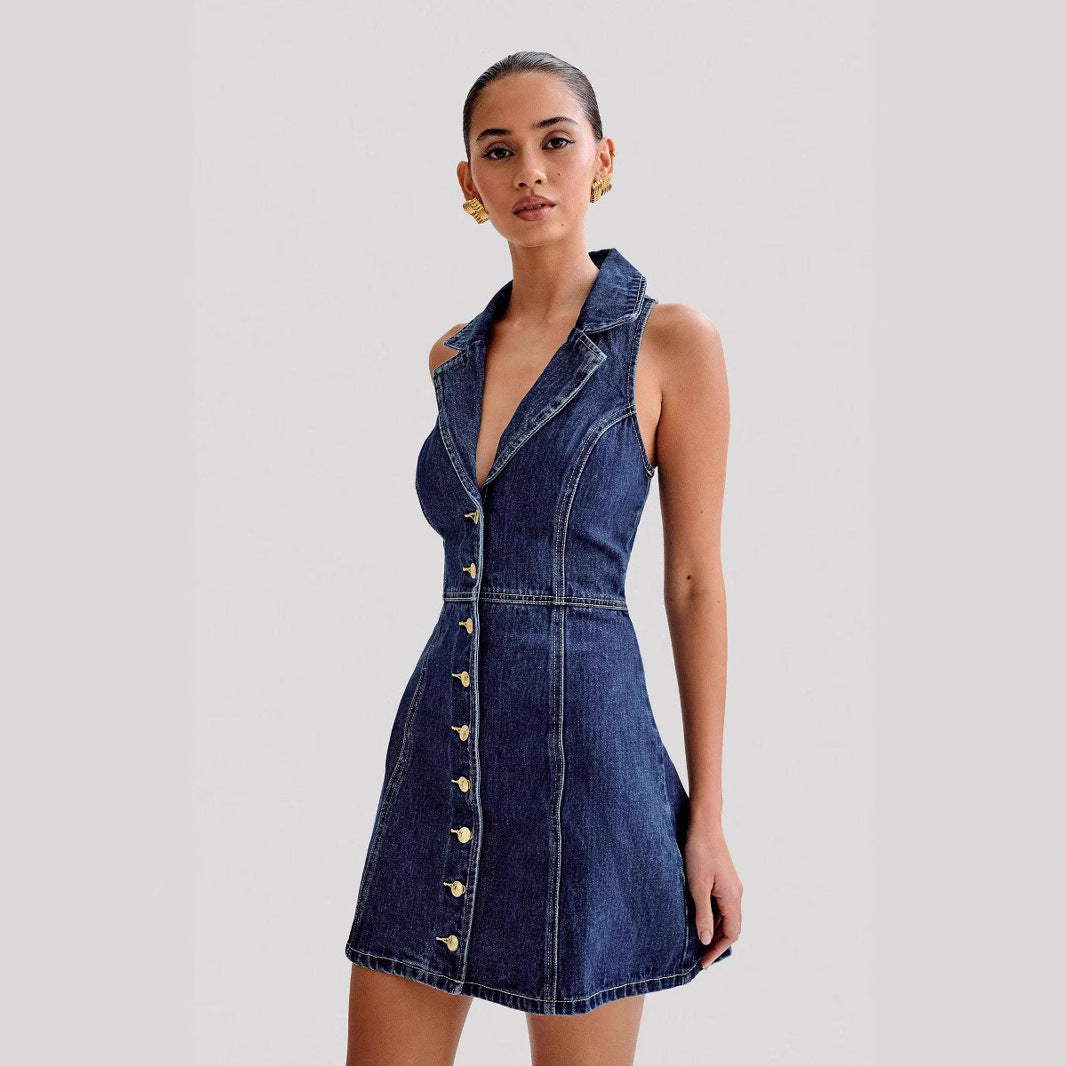 Summer Tea Dress With A Neck-strap