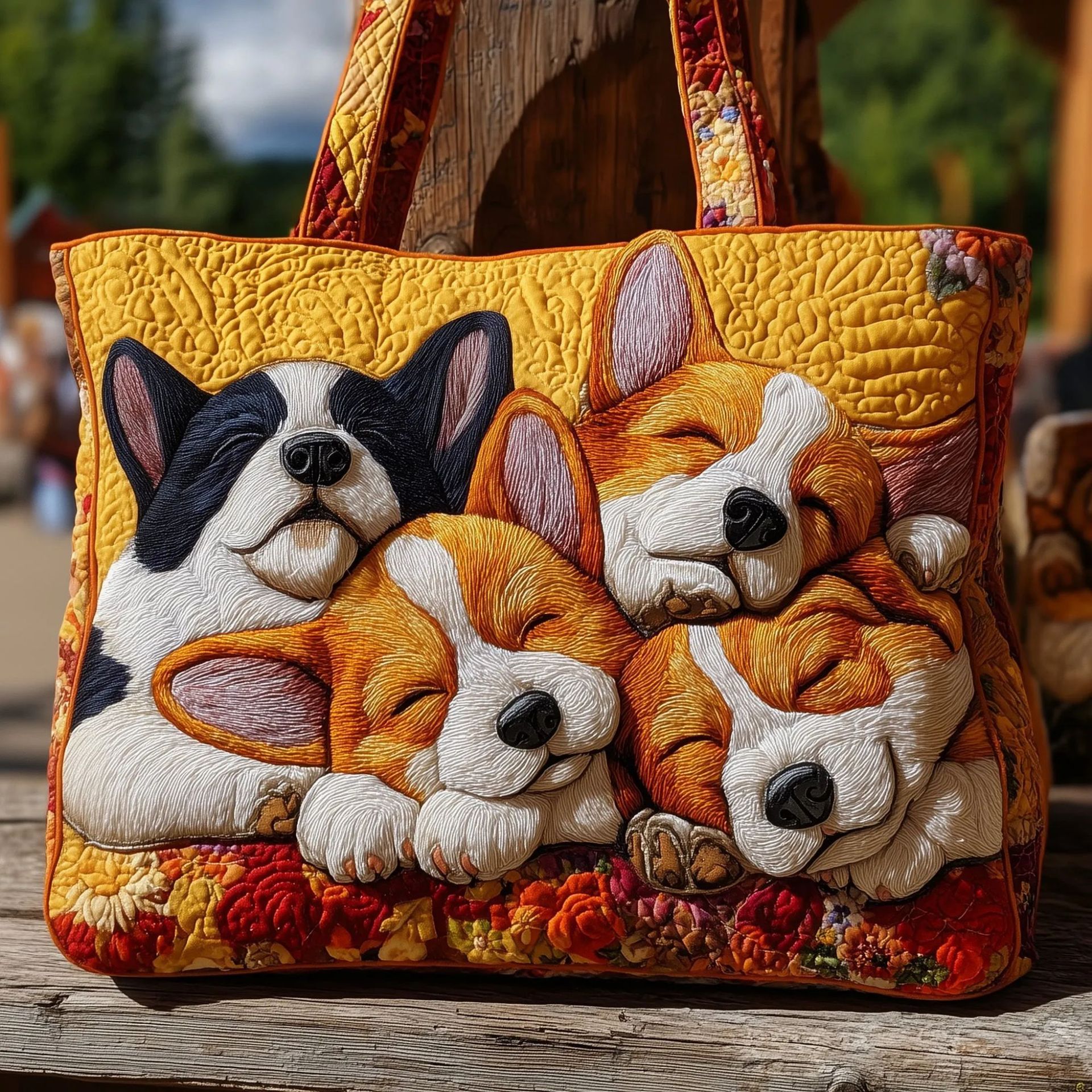 300g Canvas Dog-Printed Tote And Shoulder Bag