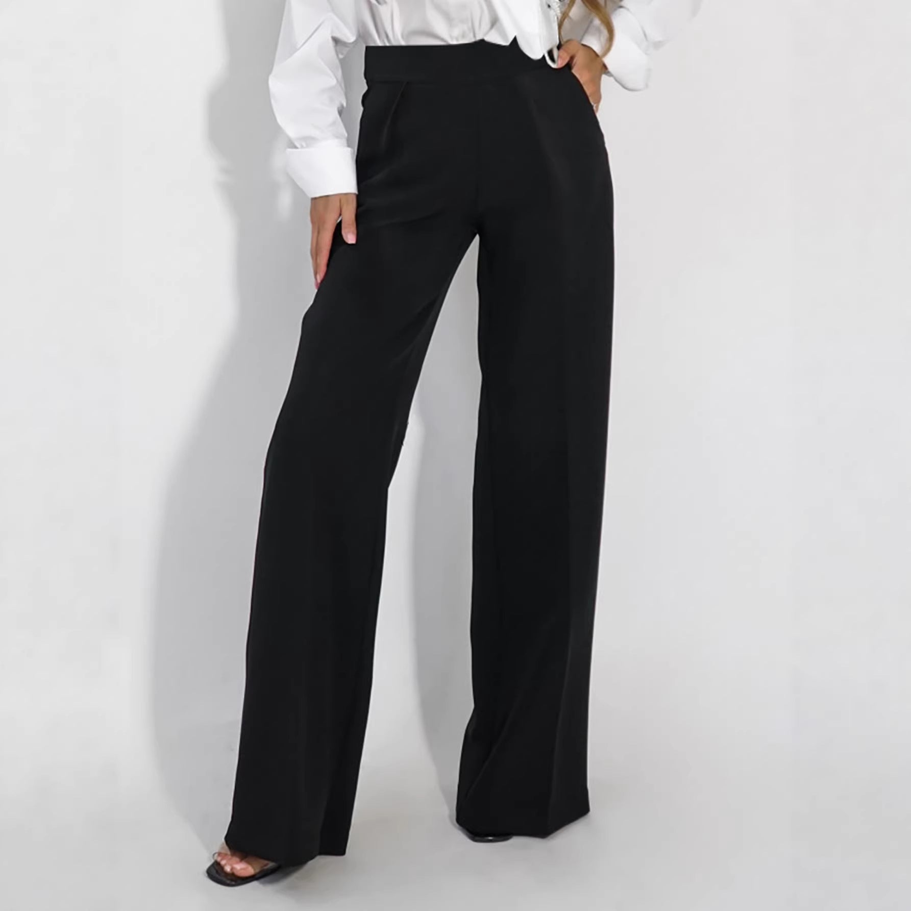 Womens Straight-Leg Casual Draping Slimming Trousers For Commuting