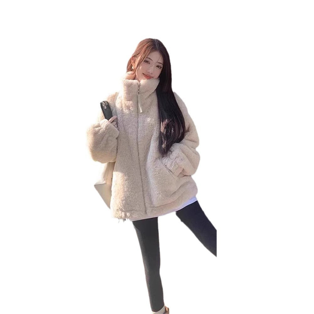 Loose Fluffy Thickened Petite Women's Coat