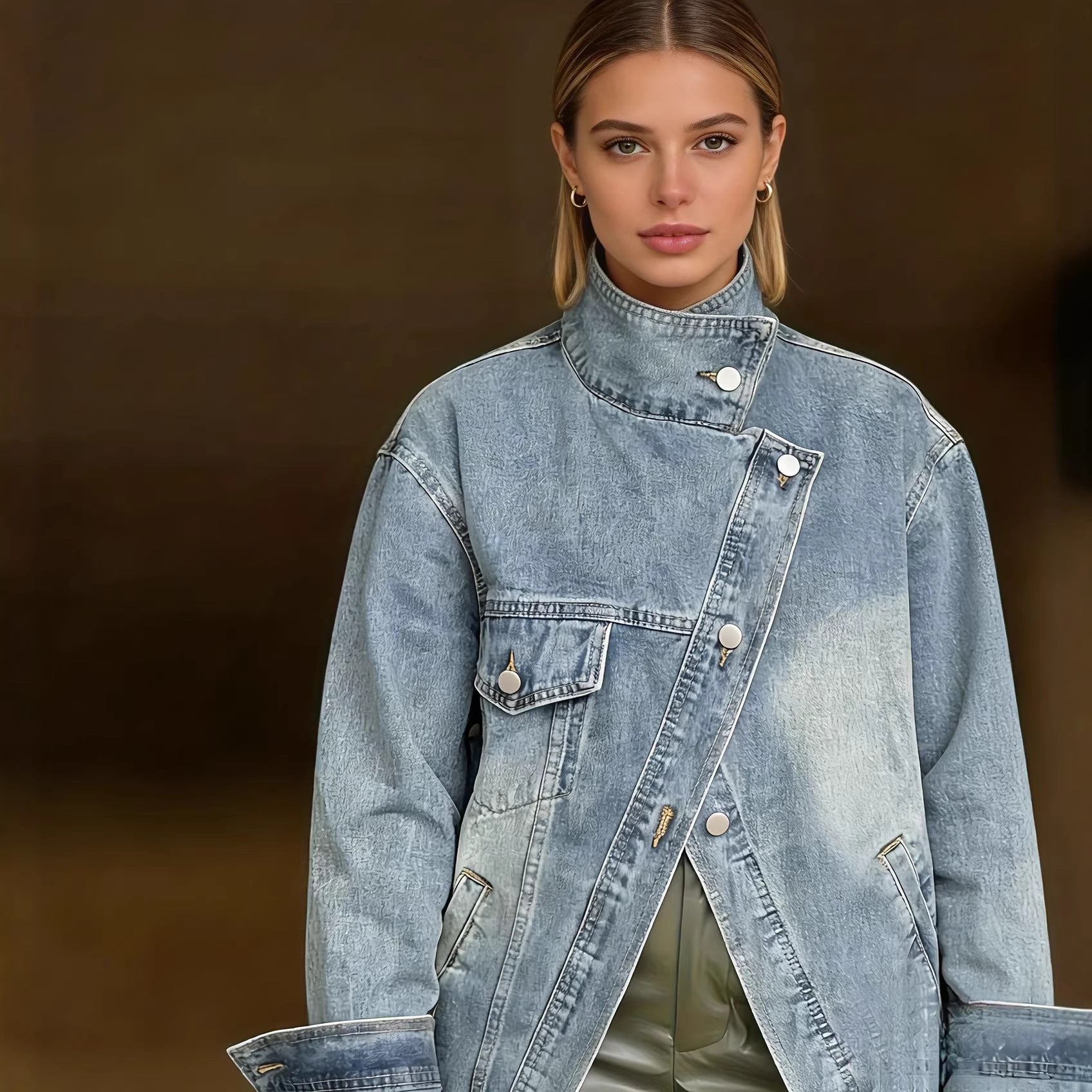 Irregular Single-pocket Denim Jacket