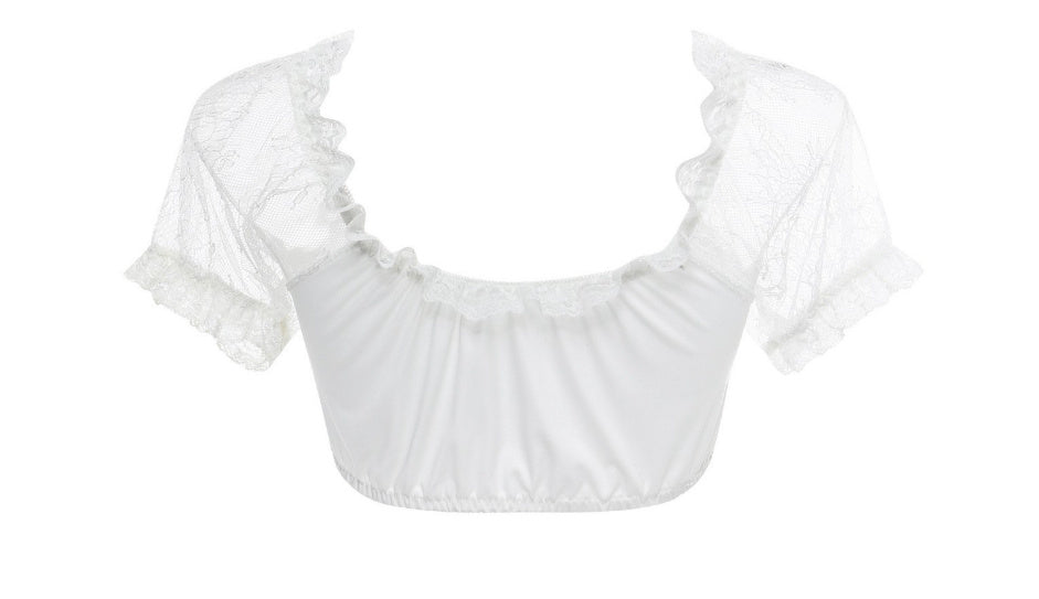 Women's Classical Beer Festival Regular Base Lace Stitching Small Shirt Top