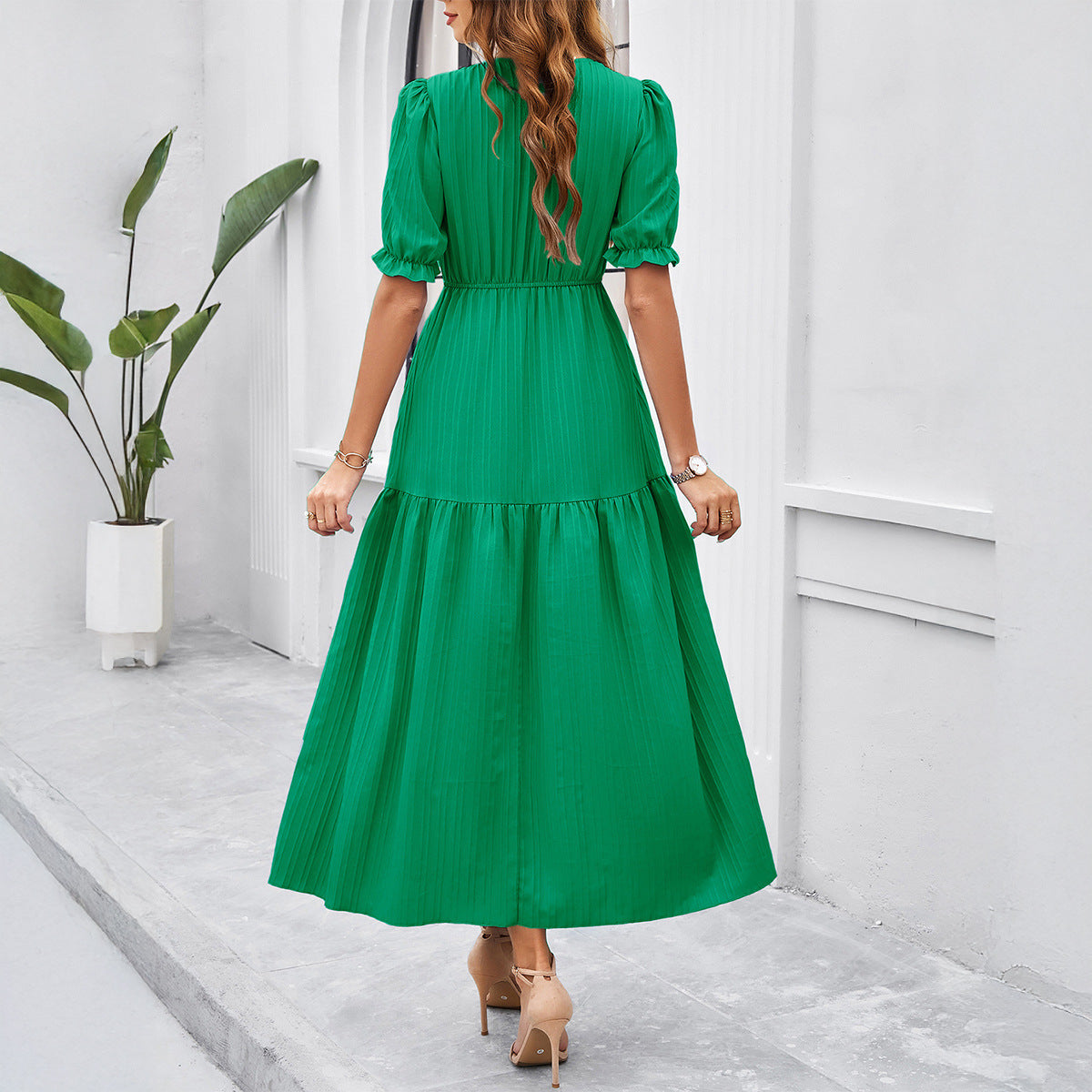 Holiday Casual Style High Waist Beveled Dress Women's Clothing