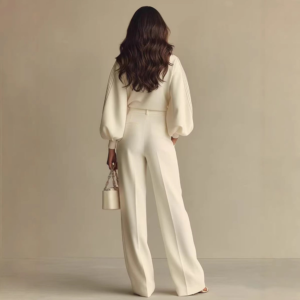 Round Neck Long Sleeved Sweatshirt And Pants Set