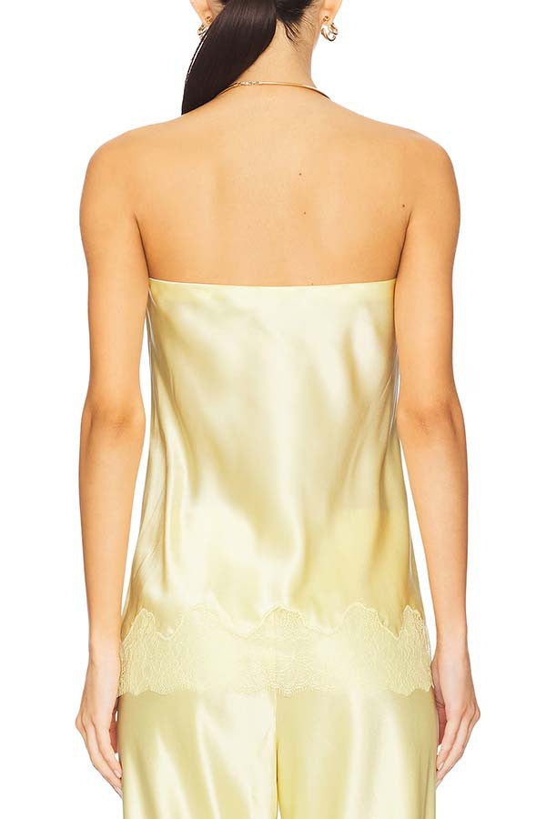 French Strapless Pants Two-piece Set Sleeveless Lace Decoration