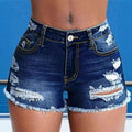 Mid-Waist Slim-Fit Ripped Shorts