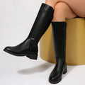 Womens Side-Zip Flat-Heel Knight Tall Boots