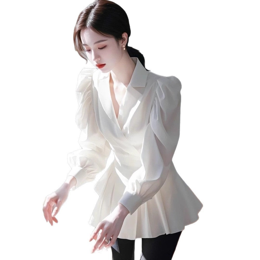 French Temperament High-end Fashion Socialite Waist-cinching Shirt