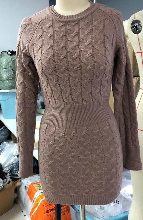 Crew-Neck Long-Sleeve Bodycon Sweater Dress
