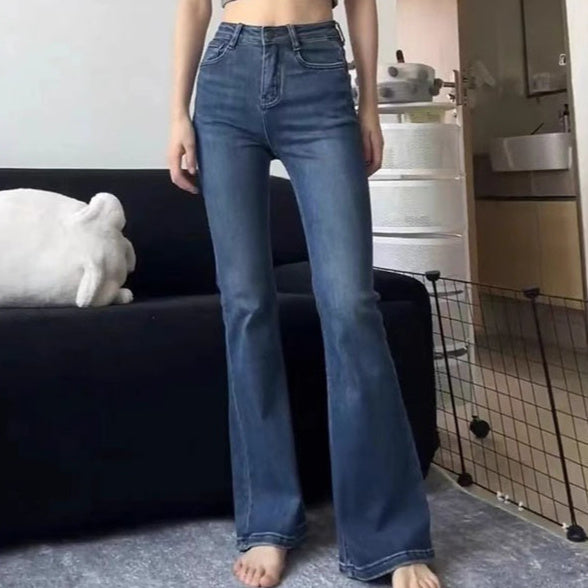 Dark Blue Flared Jeans For Women