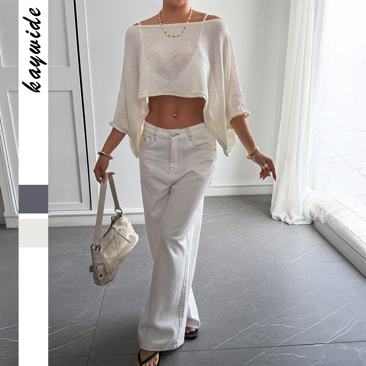 Womens Solid-Color Stylish Cape Long-Sleeve Top