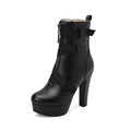 New Womens Mid-calf Boots With Thick Soles And Chunky Heels