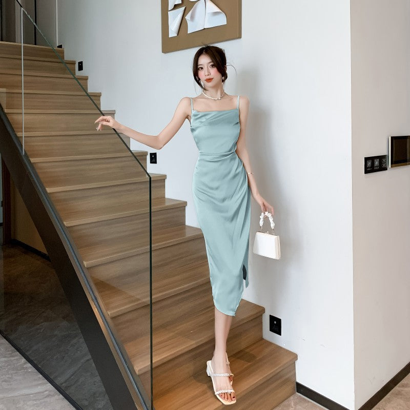 High-grade Acetate Satin Dress Women