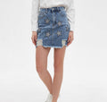 Retro Embroidered Denim Skirt