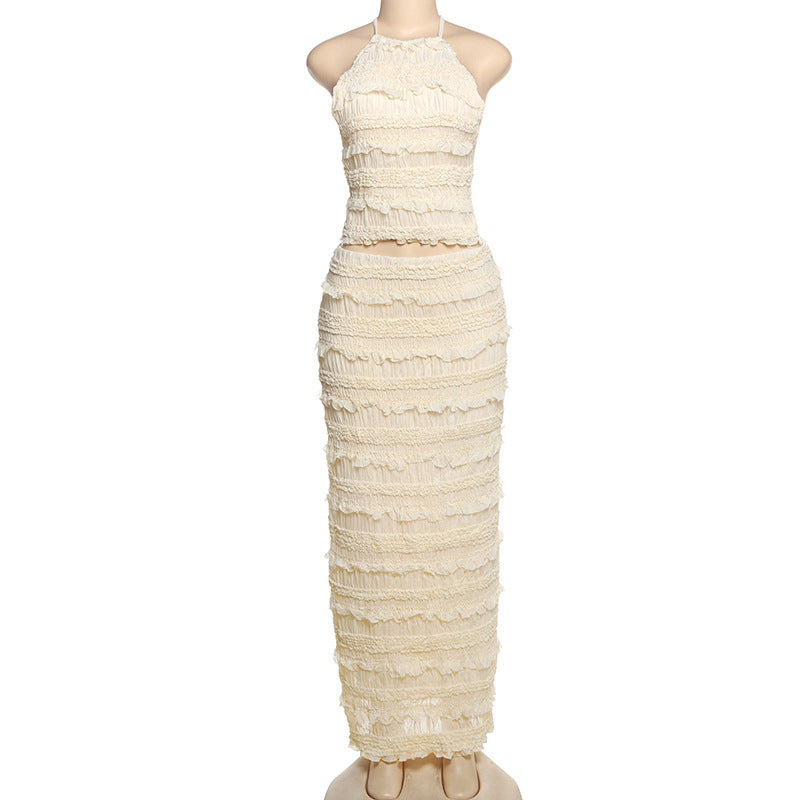 Women's Elegant Sleeveless Halter Dress Suit