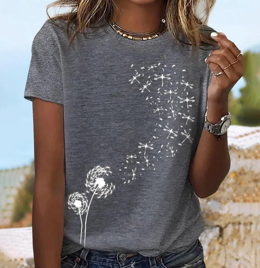 Women's Casual Pattern Digital Printed T-shirt