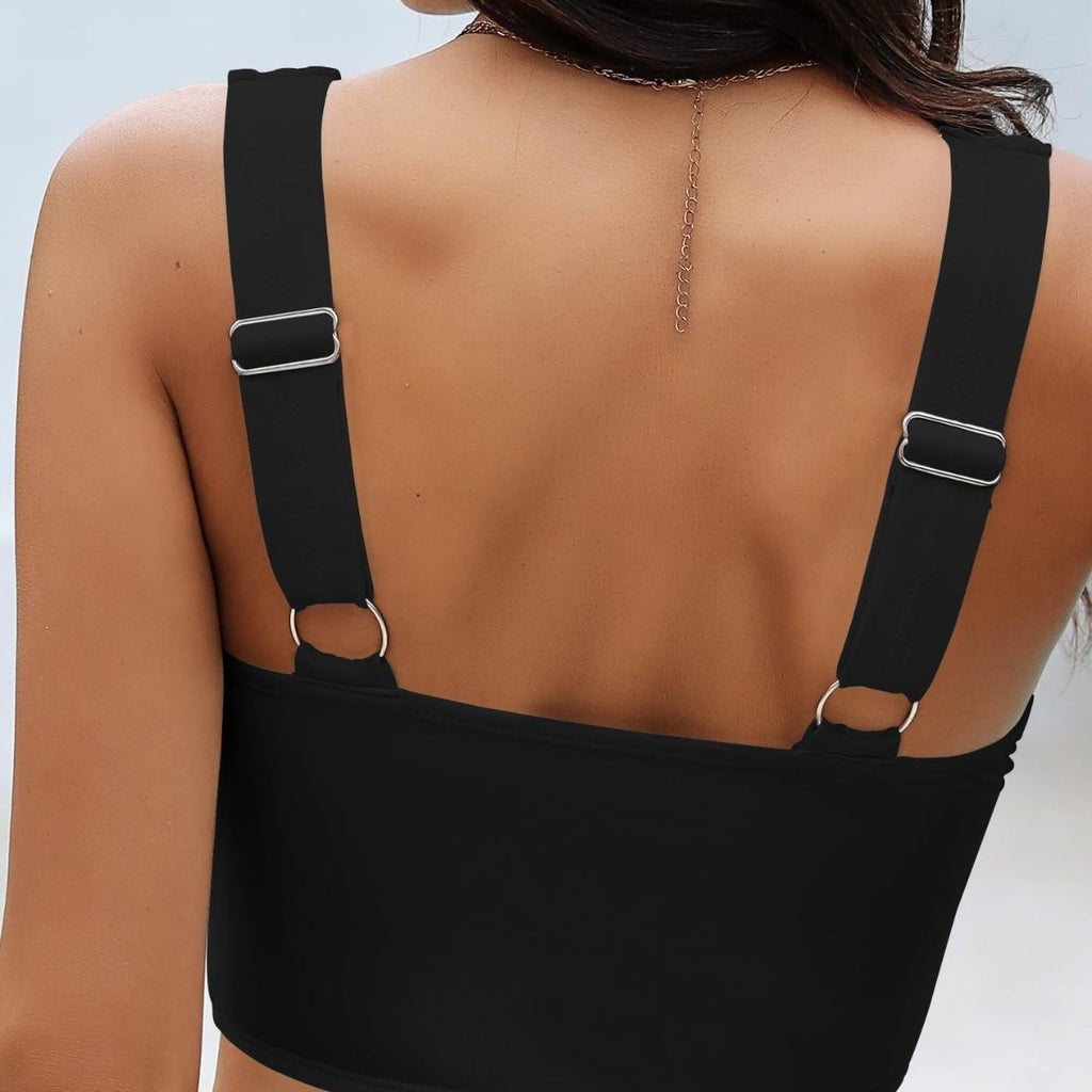 Solid-color Two-piece Sexy Deep-V Bikini