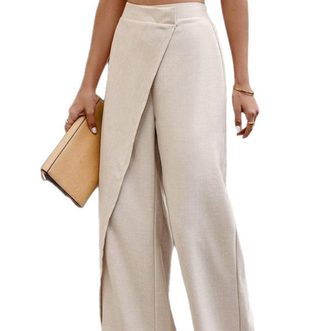 Irregularly Patchwork Suit Pants In European And American Fashion Style