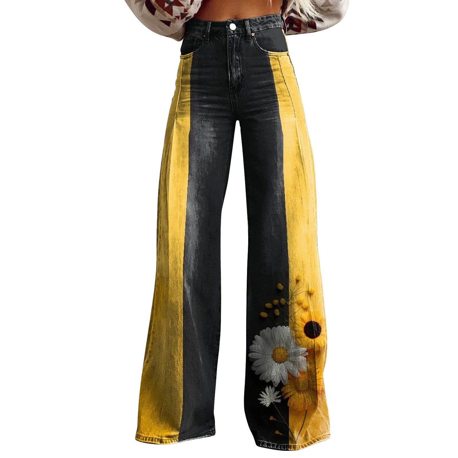 Trendy Flared Denim Jeans Made From Pure Cotton For Women