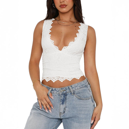 Y2g Hot Girl Style Lace Edge T-shirt Vest For Women