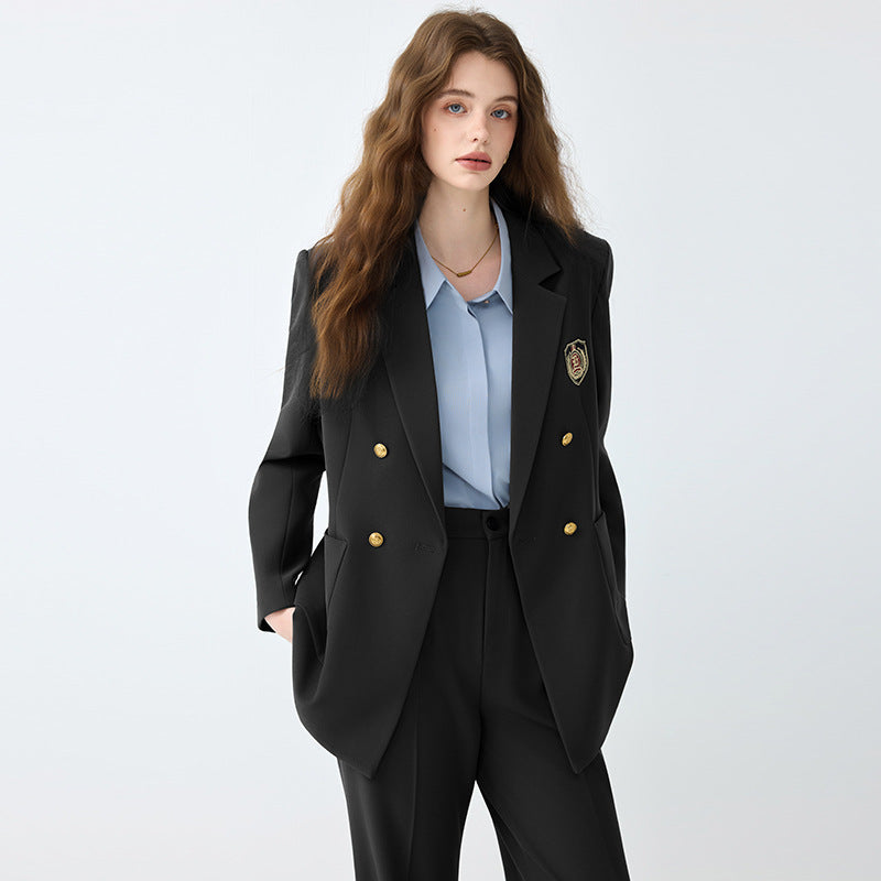 Women's Black Casual Blazer Set