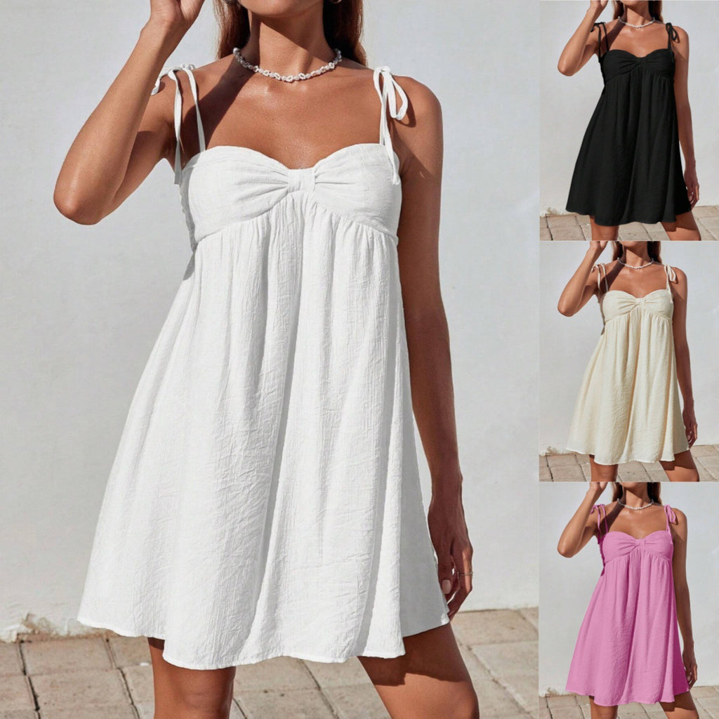 Stylish Comfortable Mini Solid-color Loose-fit Slip Dress
