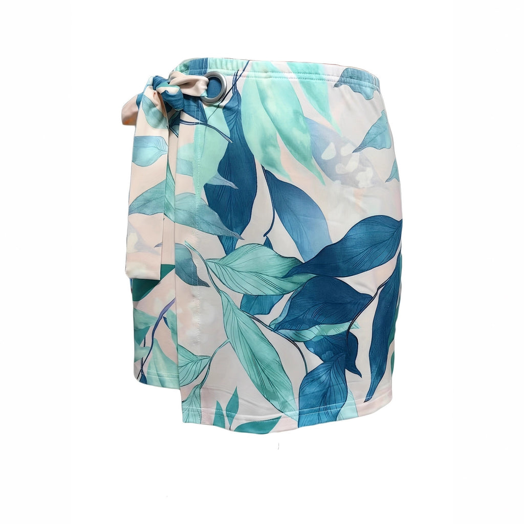 Womens Casual & Stylish Leaf-Print Lace-Up Shorts