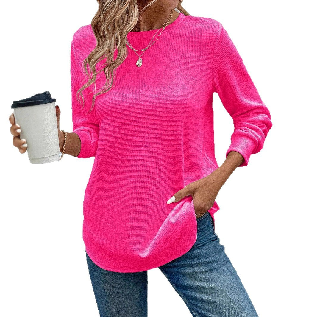 Women's Solid Color Round Neck Loose Stylish Sweatshirt