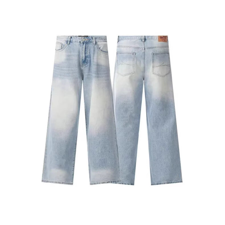 American-style Distressed Washed-out Denim Jeans